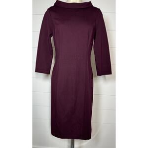 Talbots Classy Stretch Dress with Mock Neck Size 2 Burgundy